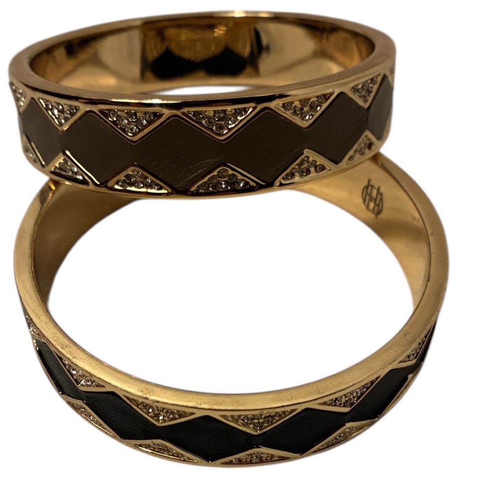 House of Harlow 1960 Bangles/ Bracelets Sunburst Nicole Richie Gold Pave/Leather